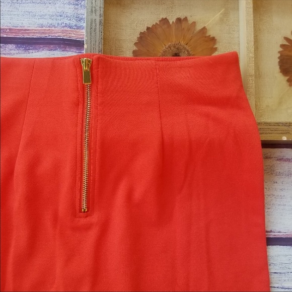 Philosophy Red Orange Solid Ponte Pencil Skirt - Picture 4 of 7